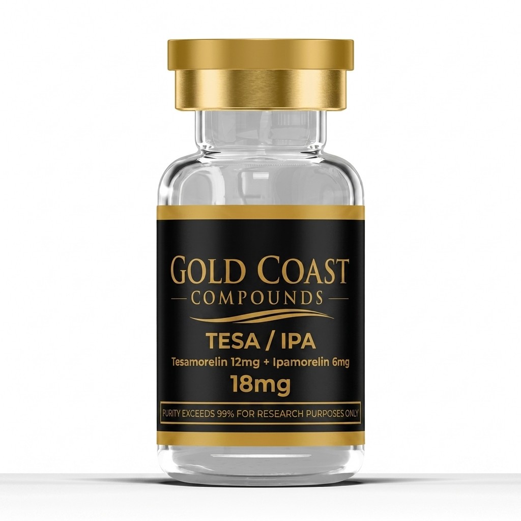 Tesamorelin / Ipamorelin 18mg – Gold Coast Compounds research peptide vial